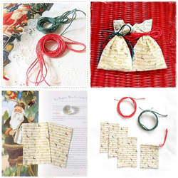 クリスマスset／ラッピング袋 麻紐 巾着袋／ゴールド オフホワイト　プレゼント 飾り付け 2枚目の画像