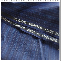 英国ウーステッド／Lw120・巾着袋 ネックレス・ストライプ ネイビー・ユニセックス／お守り袋 薬袋、アウトドア 道具袋 6枚目の画像