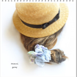 花曇り ennui gray；シュシュ 紫陽花 グレー オーガンジー・上品 シック 大人色 透明感 2枚目の画像