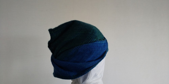 帽子マフラー（緑青） 6枚目の画像