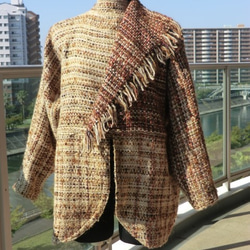 手織りの布でジャケット 2枚目の画像