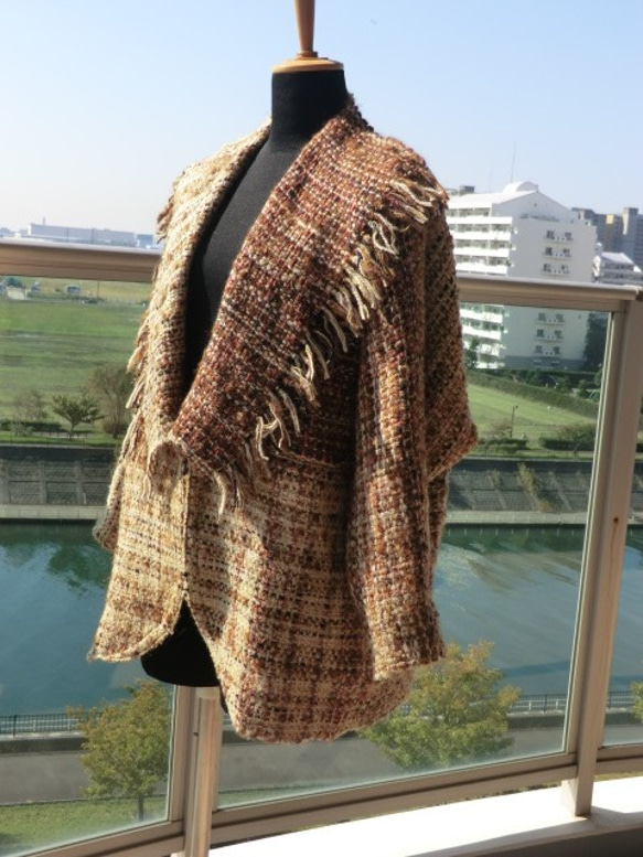 手織りの布でジャケット 3枚目の画像