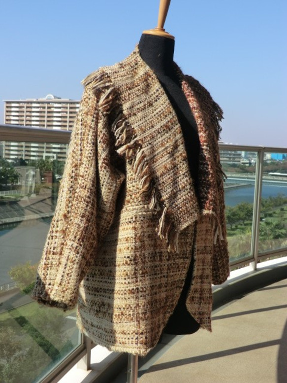 手織りの布でジャケット 4枚目の画像