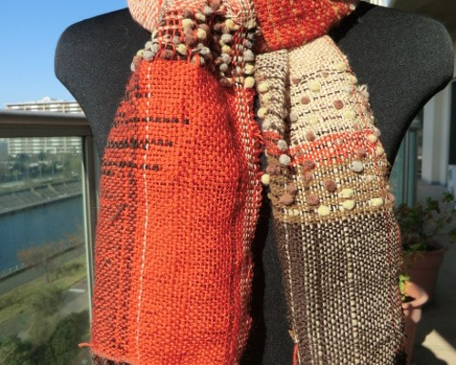 朱色がかわいいマフラー マフラー 手織り工房 通販｜Creema(クリーマ  