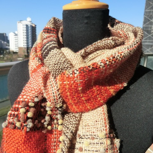 朱色がかわいいマフラー マフラー 手織り工房 通販｜Creema(クリーマ  