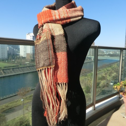 朱色がかわいいマフラー マフラー 手織り工房 通販｜Creema(クリーマ  