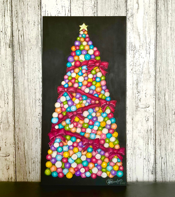 クリスマス 絵画 ボタニカルアート ツリー テクスチャーアート クリスマスツリー How to draw Christmas trees with acrylic paint / Simple