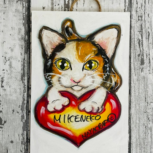 送料無料】三毛猫の絵 はがきサイズ原画（似顔絵制作可