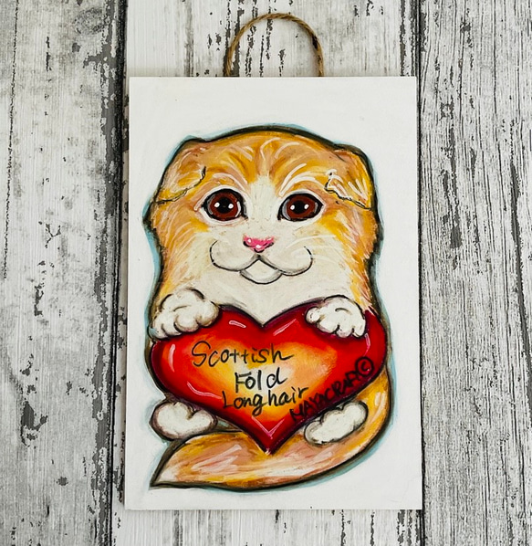 送料無料】スコティッシュフォールド猫の絵 はがきサイズ原画