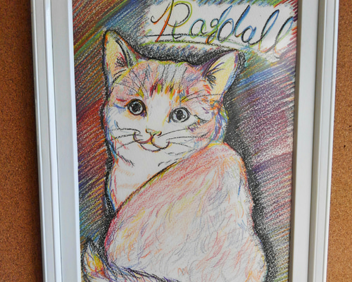 送料無料】ラグドール猫⭐レインボーアート原画(額付き