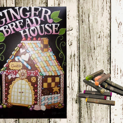 【送料無料】Xmasギフトに最適！チョークアートで描いたお菓子の家　A1サイズ程度 1枚目の画像