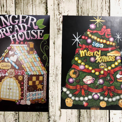 【送料無料】Xmasギフトに最適！チョークアートで描いたお菓子の家　A1サイズ程度 5枚目の画像