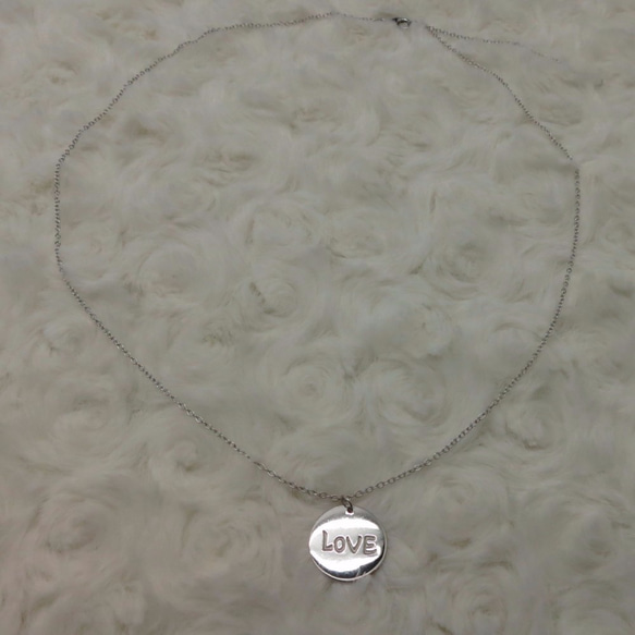 925 Silver Necklace LOVE in Chinese English Character Round 10枚目の画像