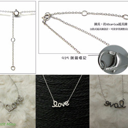 925 Silver Necklace Bling Love in Lowercase Pendant Platinum 7枚目の画像