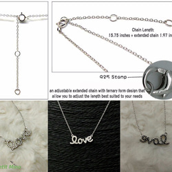 925 Silver Necklace Bling Love in Lowercase Pendant Platinum 9枚目の画像