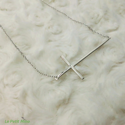 925 Silver Cross Necklace Simple Pendant Platinum-Clad 8枚目の画像