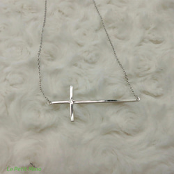 925 Silver Cross Necklace Simple Pendant Platinum-Clad 9枚目の画像