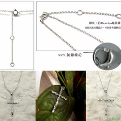 925 Silver Cross Necklace Trapezoid shaped Twinkle Zircon 7枚目の画像