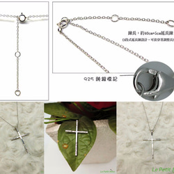 925 Silver Cross Necklace Four sided mounted Round Zircon 6枚目の画像