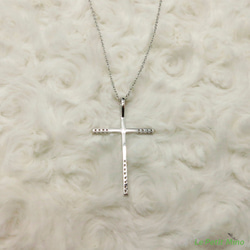 925 Silver Cross Necklace Four sided mounted Round Zircon 9枚目の画像