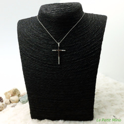 925 Silver Cross Necklace Four sided mounted Round Zircon 10枚目の画像