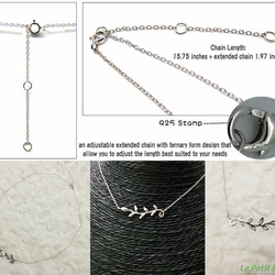 925 Silver Necklace Olive Leaf Pendant Platinum-Clad 7枚目の画像