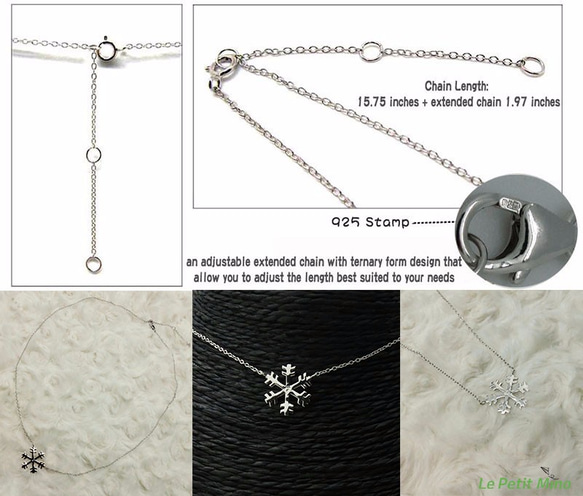 925 Silver Necklace Snowflake Pendant  Platinum-Clad 9枚目の画像