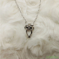 Bitterly Merry Owl 925 Silver Necklace Zircon Pendant 7枚目の画像