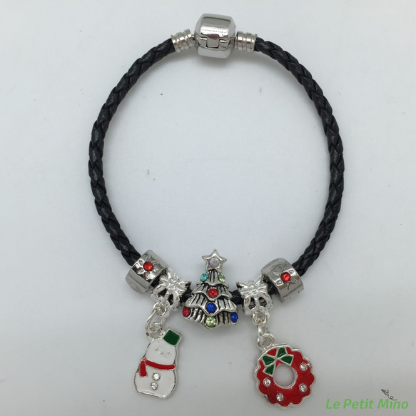 聖誕Party Queen-斜紋編織皮繩手鍊-黑色-禮盒裝-吊飾款式隨機出貨 第4張的照片
