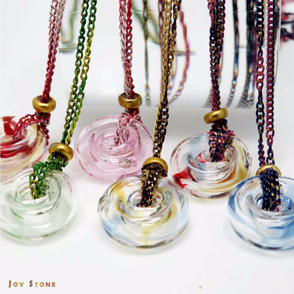 Diffuser Liuli Art Glass Donut Necklace Colorful Chain 1枚目の画像