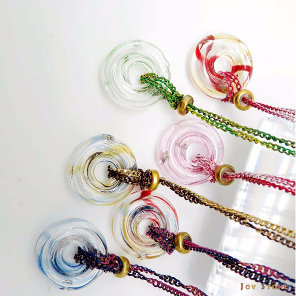 Diffuser Liuli Art Glass Donut Necklace Colorful Chain 3枚目の画像