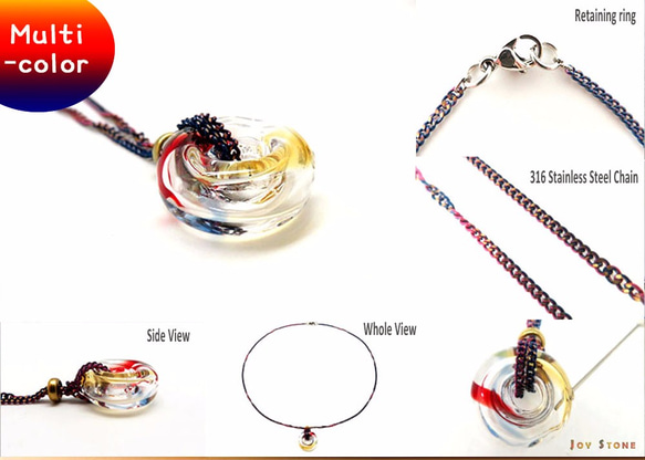 Diffuser Liuli Art Glass Donut Necklace Colorful Chain 9枚目の画像