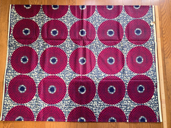 アフリカンプリント 生地 アフリカ布007 サークル 丸 大きな丸 幅116 長さ90 手作り ハンドメイド 2枚目の画像