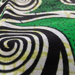 アフリカンプリント 生地 アフリカ布011 渦巻き グリーン 緑/白 幅113 長さ90 手作り ハンドメイド 3枚目の画像