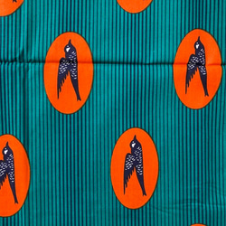 アフリカンプリント 生地 アフリカ布015 ツバメ グリーン 緑 幅119 長さ90 手作り ハンドメイド 1枚目の画像
