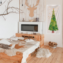 クリスマスツリータペストリー【飾り付き】　 壁掛け 簡単　Sサイズ価格　013 1枚目の画像