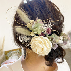 ヘアアクセ 成人式 和装 ヘッドパーツ 髪飾り グリーン  ウェディング 結婚式 卒業 headparts019_S 1枚目の画像