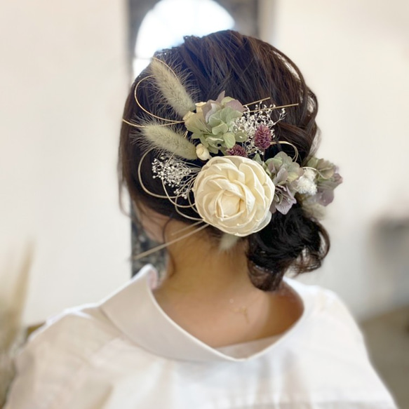 ヘアアクセ 成人式 和装 ヘッドパーツ 髪飾り グリーン  ウェディング 結婚式 卒業 headparts019_S 4枚目の画像