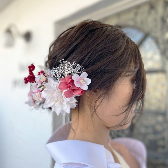 ヘアアクセ 成人式 ヘッドパーツ 髪飾り 桜 ピンク ウェディング 結婚式 卒業 　headparts023_S 8枚目の画像