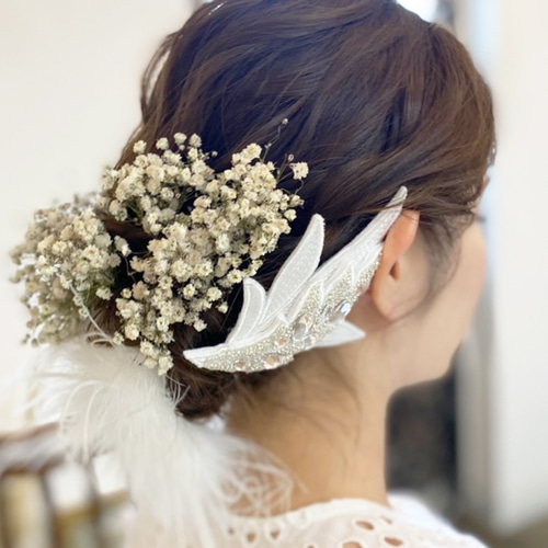 刺繍ビジュヘッドアクセ スワロフスキー ヘアアクセ