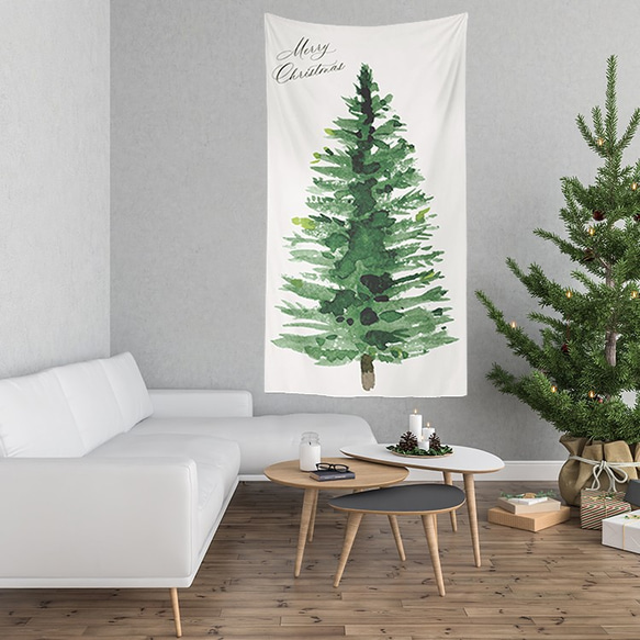 送料無料も　ツリータペストリー　壁掛け 簡単　SSサイズ価格　クリスマスツリー クリスマス0001 2枚目の画像