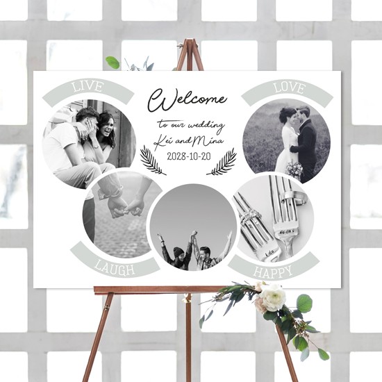 送料無料　写真をウェルカムボードに　データ無料でご提供　結婚式 名入れ 二次会　ウェルカムアイテム bord0105