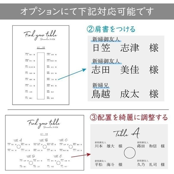 席次　シーティングリスト シーティングチャート 結婚式　二次会　パネル加工 bord0182 5枚目の画像