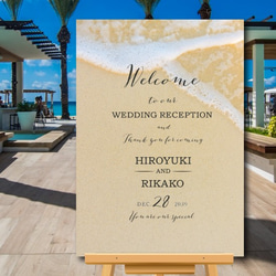 ウェルカムボード 海 ビーチ 海岸 砂浜 名入れ 結婚式　二次会　ポスター印刷　パネル加工OK　bord0201 2枚目の画像