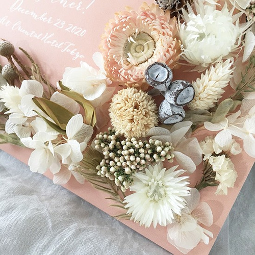 ウェルカムボード 花 ピンク ドライフラワー プリザーブドフラワー