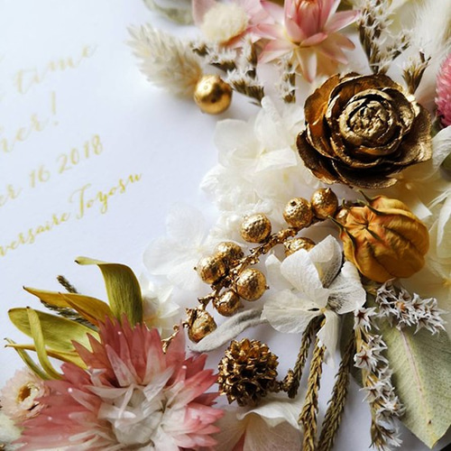 ウェルカムボード 花 ピンク ドライフラワー プリザーブドフラワー