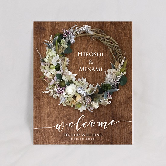 ウェルカムボード　花　三日月　リース　ウェディング 　bord0350