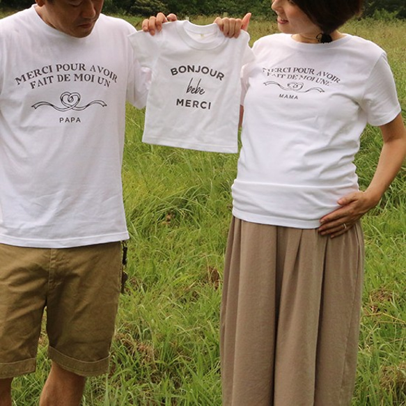 ベビーTシャツ　マタニティフォト 名入れ オリジナルTシャツ ベイビーシャワー 出産祝い  t-shirt009 1枚目の画像