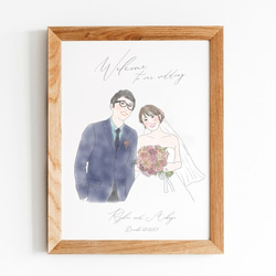 ♫オーダーメイド似顔絵♫⭐️ウェルカムボード⭐️ 似顔絵ウェルカムボードMサイズ 【結婚式 ウェルカムボード