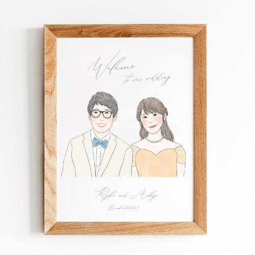 ふんわり系似顔絵 ウェルカムボード 結婚式 オーダーメイド ふんわり系似顔絵 ウェルカムボード 結婚式 オーダーメイド
